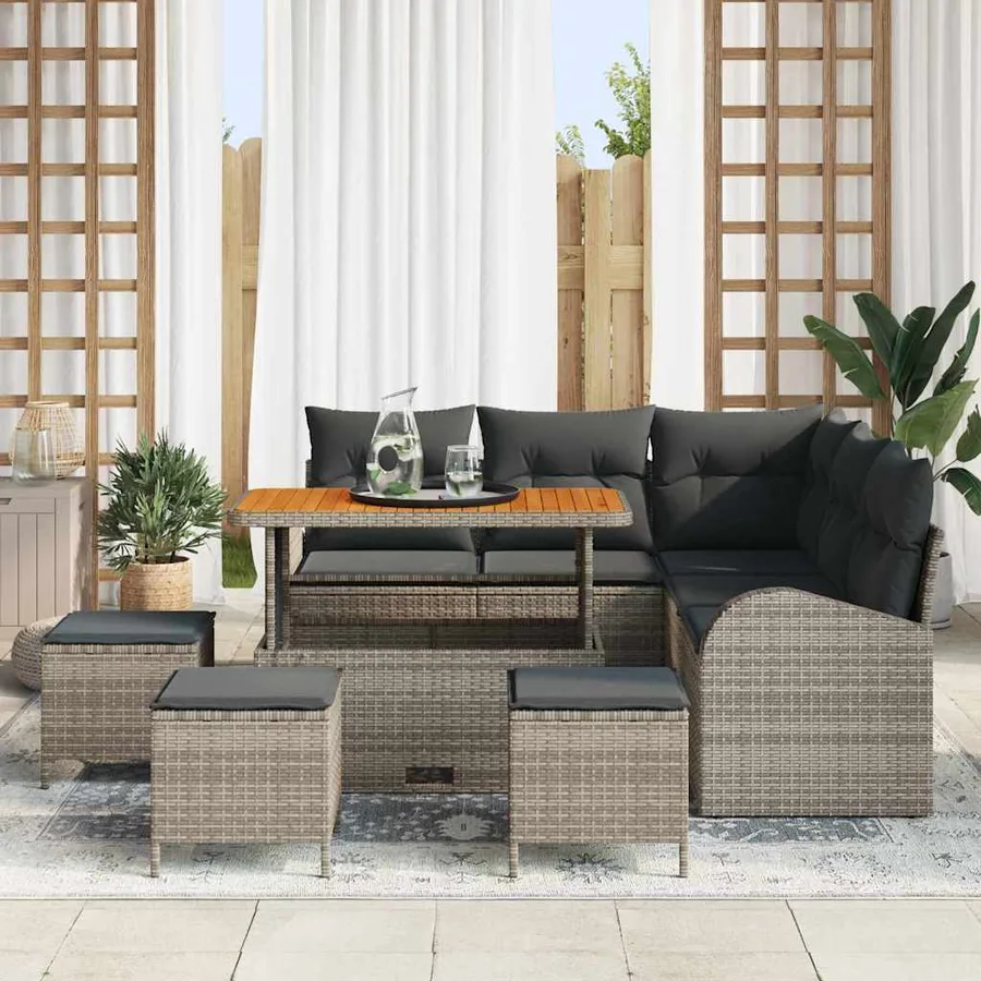 Ensemble de canapé de jardin avec coussin 9 pcs Gris - 3