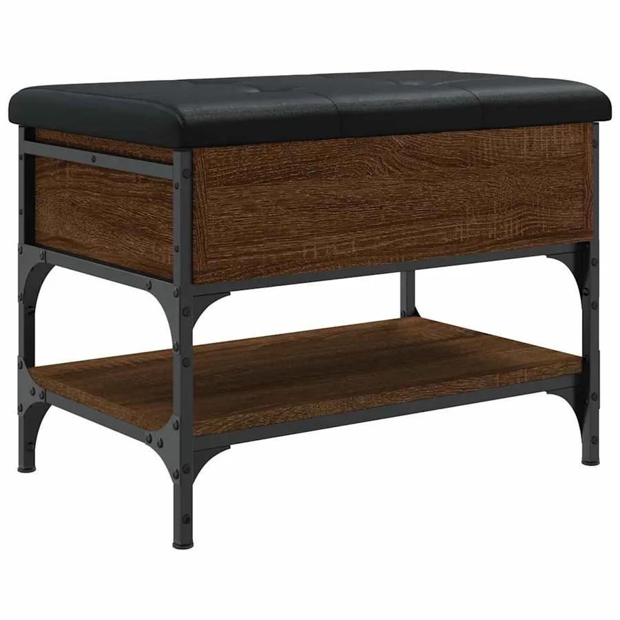 Banc à chaussures chêne marron 62x42x45 cm bois d'ingénierie - 2