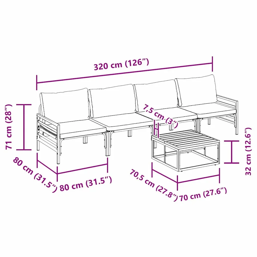 Ensemble de canapé de jardin avec coussin 5 pcs Noir Acier - 11