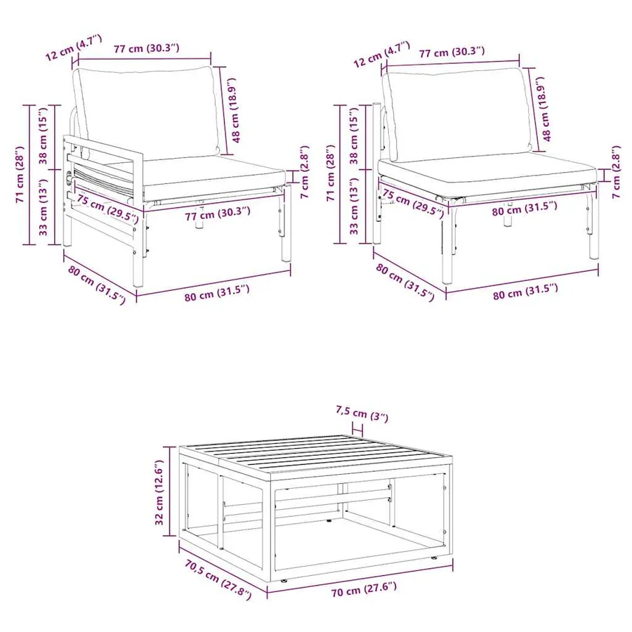 Ensemble de canapé de jardin avec coussin 5 pcs Noir Acier - 12