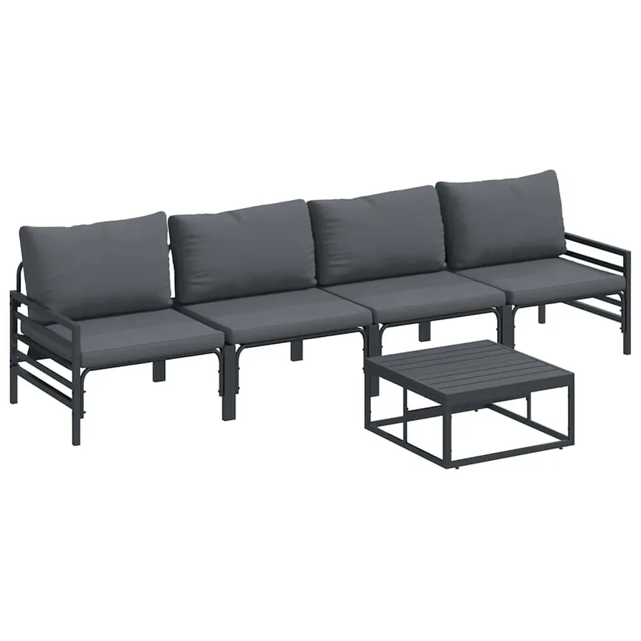 Ensemble de canapé de jardin avec coussin 5 pcs Noir Acier - 2
