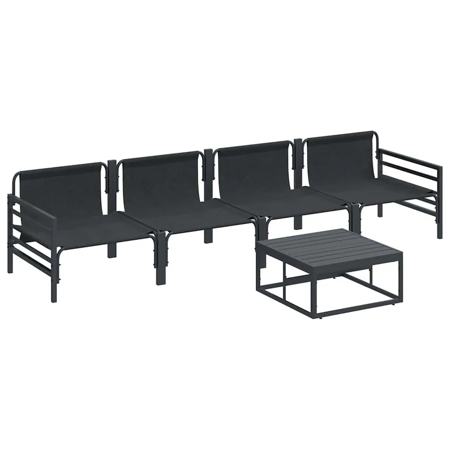 Ensemble de canapé de jardin avec coussin 5 pcs Noir Acier - 6