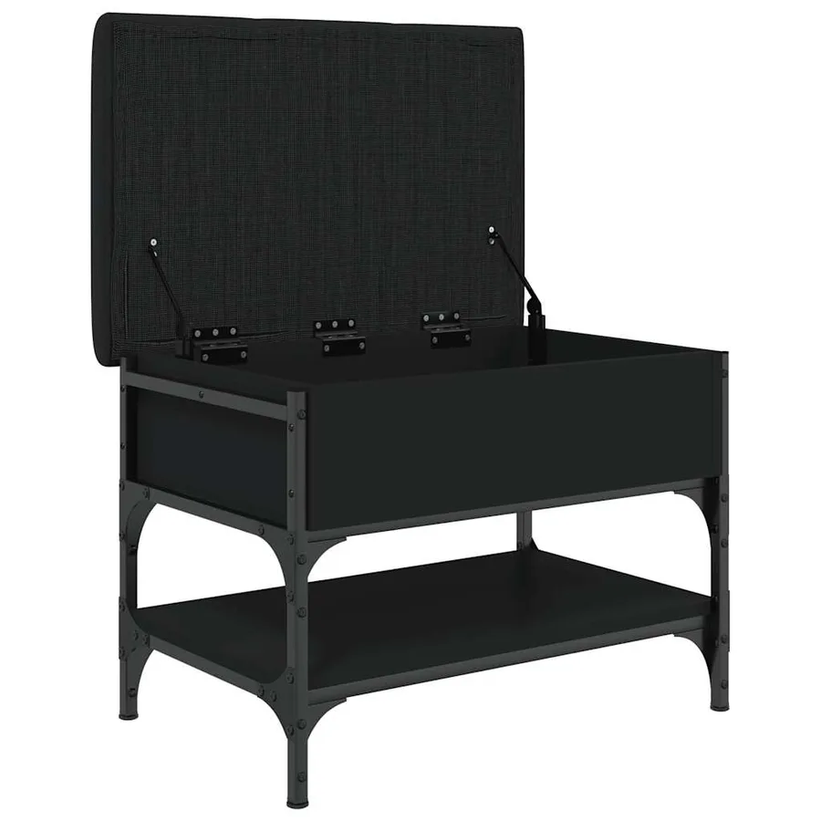 Banc à chaussures noir 62x42x45 cm bois d'ingénierie - 5