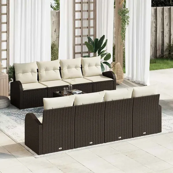 Ensemble de canapé de jardin Marron 55 x 55 x 37 cm polyrotin