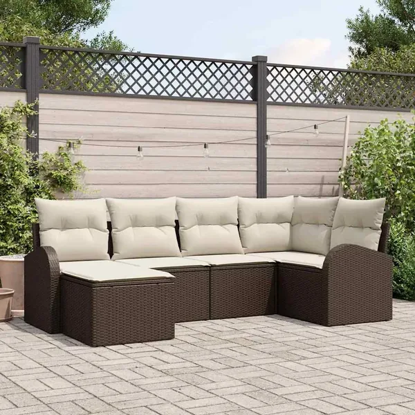 Ensemble de canapé de jardin Marron polyrotin
