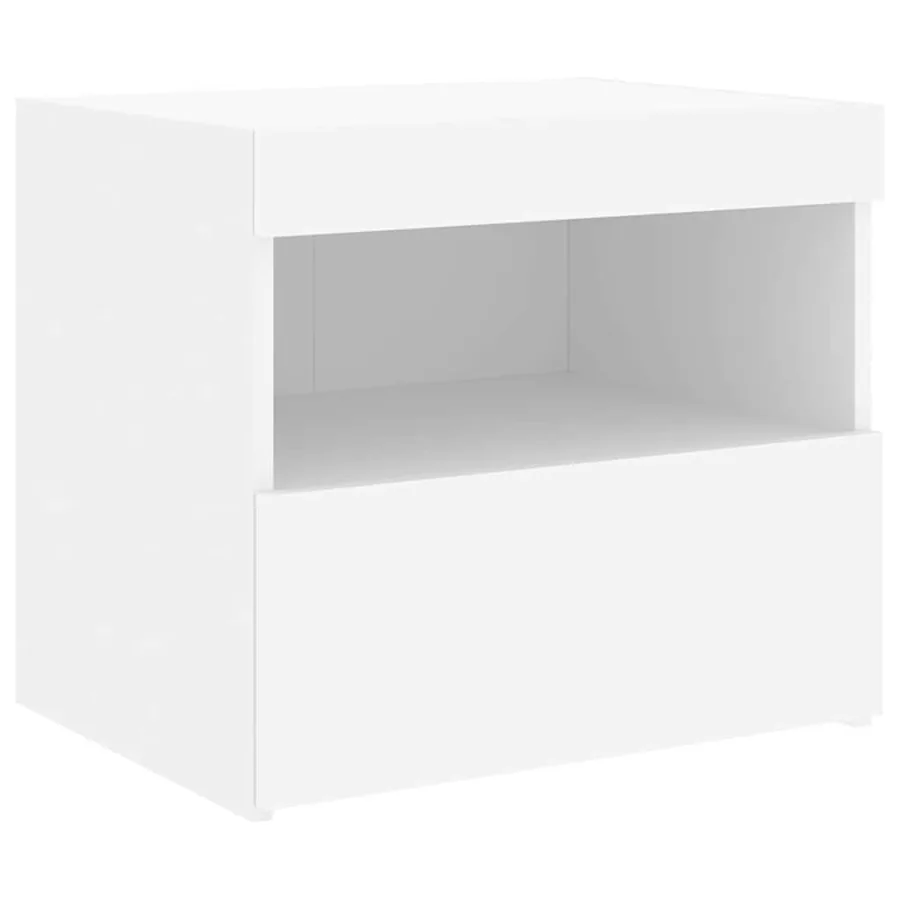 Tables de chevet avec lumières LED 2 pcs blanc 50x40x45 cm - 7