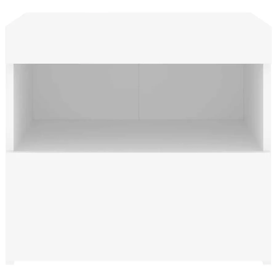 Tables de chevet avec lumières LED 2 pcs blanc 50x40x45 cm - 9