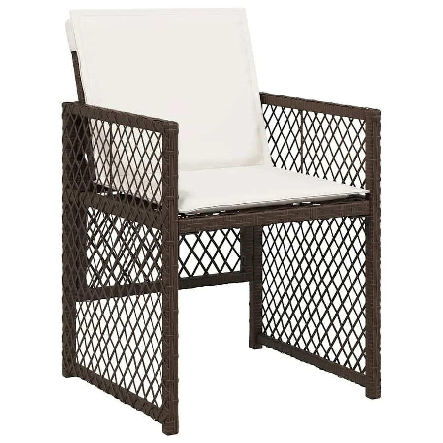 Ensemble à manger de jardin et coussins 9 pcs marron poly rotin - 4