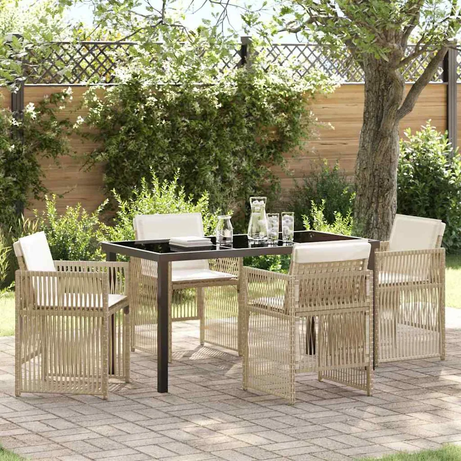 Ensemble de salle à manger pour jardin 5 pcs Beige