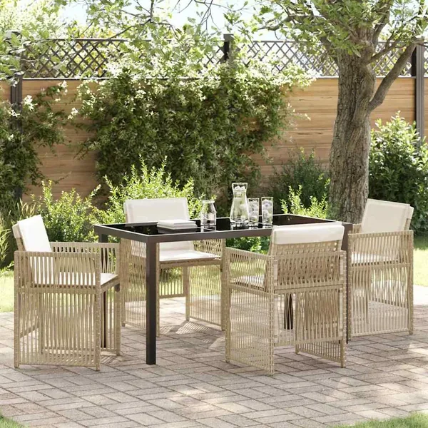 Ensemble de salle à manger pour jardin 5 pcs Beige
