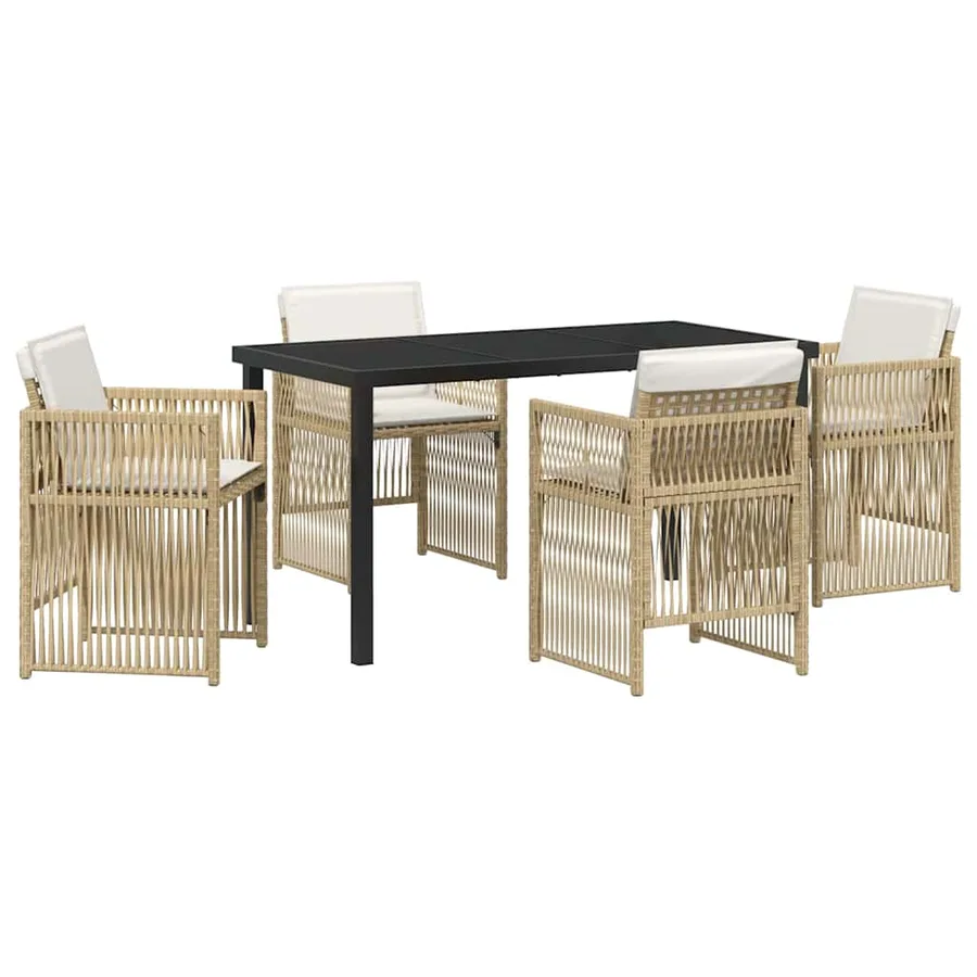 Ensemble de salle à manger pour jardin 5 pcs Beige - 2