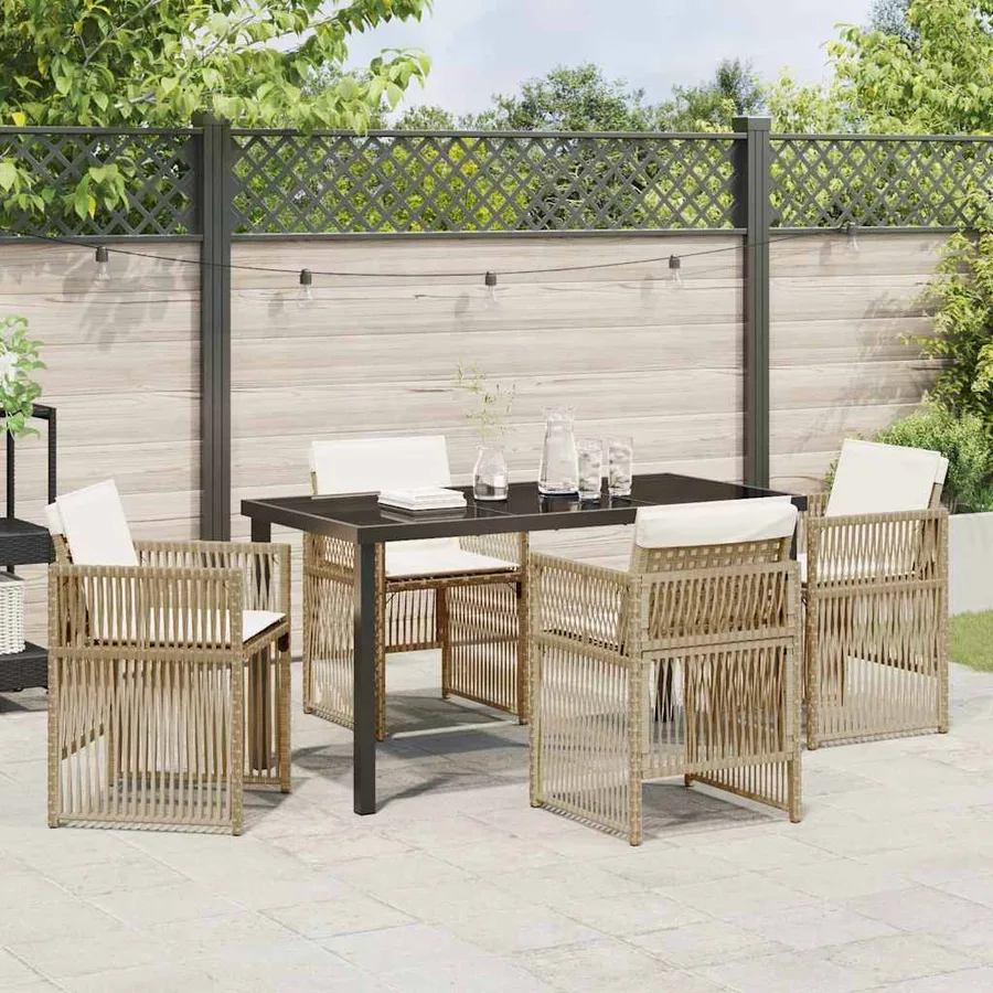 Ensemble de salle à manger pour jardin 5 pcs Beige - 4