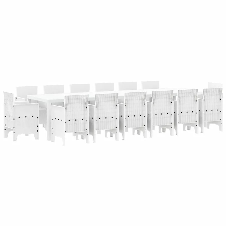 Ensemble de salle à manger pour jardin 15 pcs Blanc Rattan Polt - 2