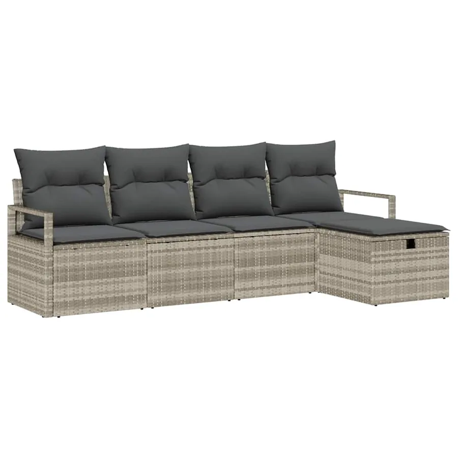 Ensemble de Canapés avec coussin Gris clair polyrotin - 2