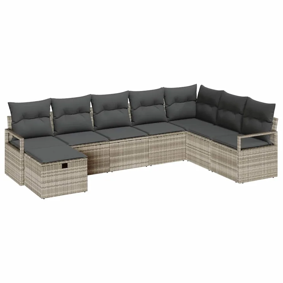 Ensemble de Canapés avec coussin Gris clair polyrotin - 2
