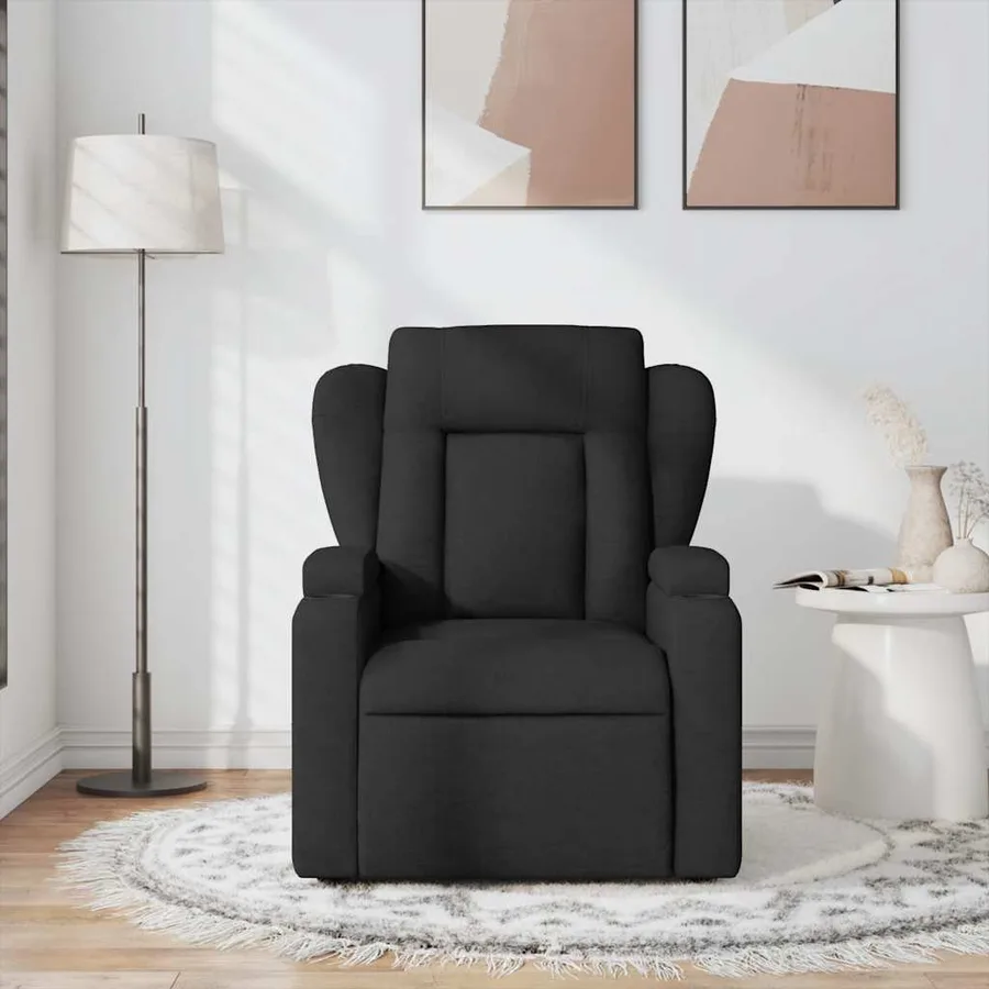 Fauteuil de massage inclinable Noir Tissu - 3