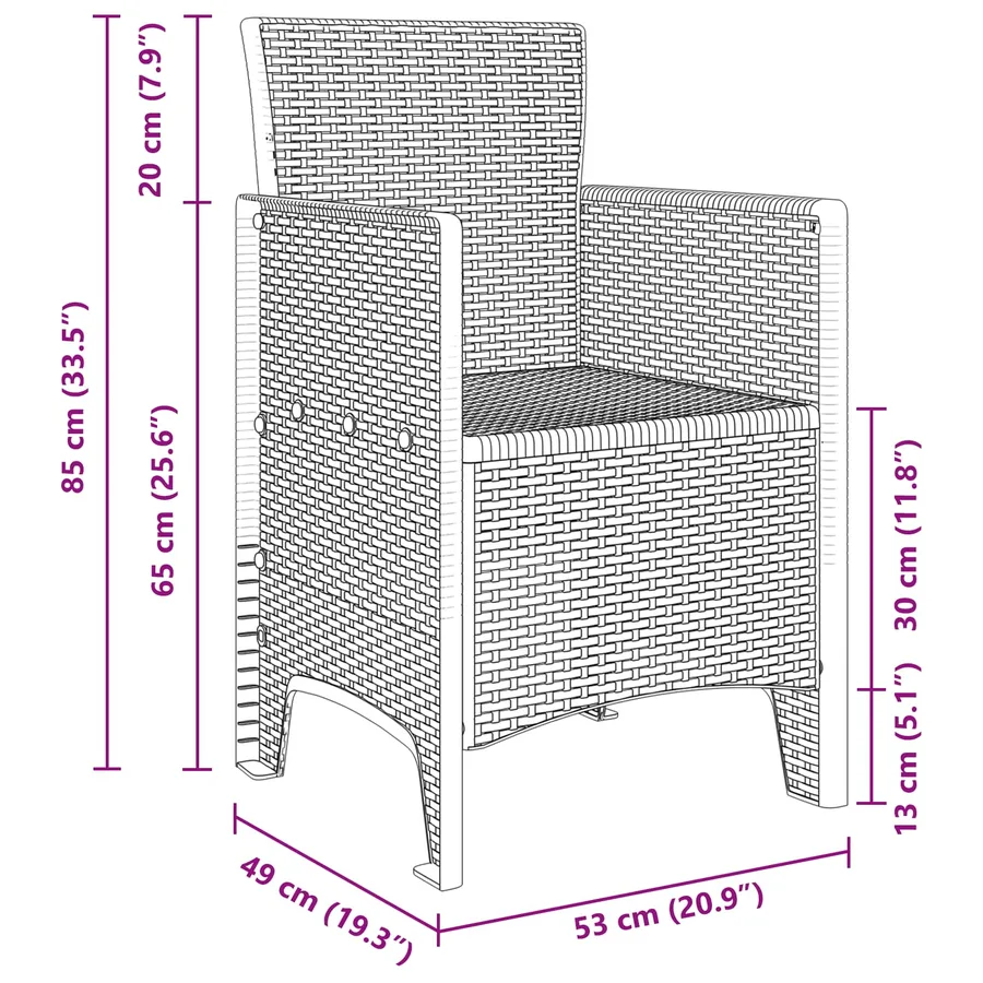 Chaise de jardin 4 pcs Blanc 53 x 49 x 85 cm Polypropylène - 10
