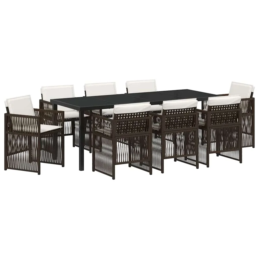Ensemble de salle à manger pour jardin 9 pcs Marron - 2