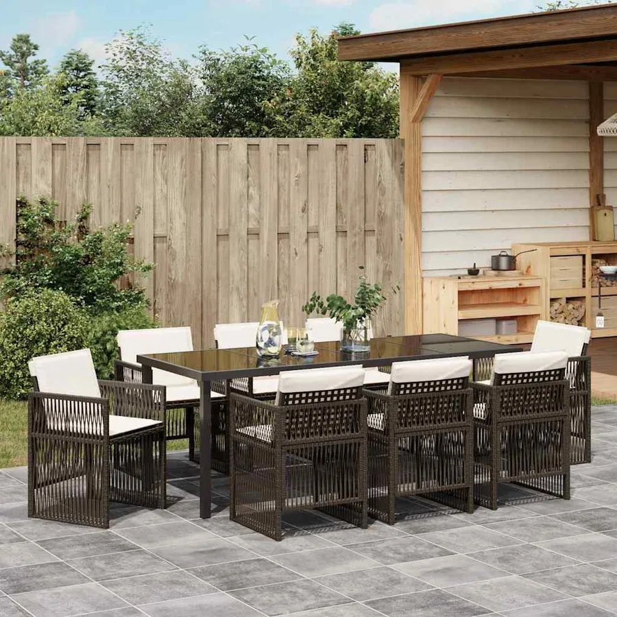 Ensemble de salle à manger pour jardin 9 pcs Marron - 4
