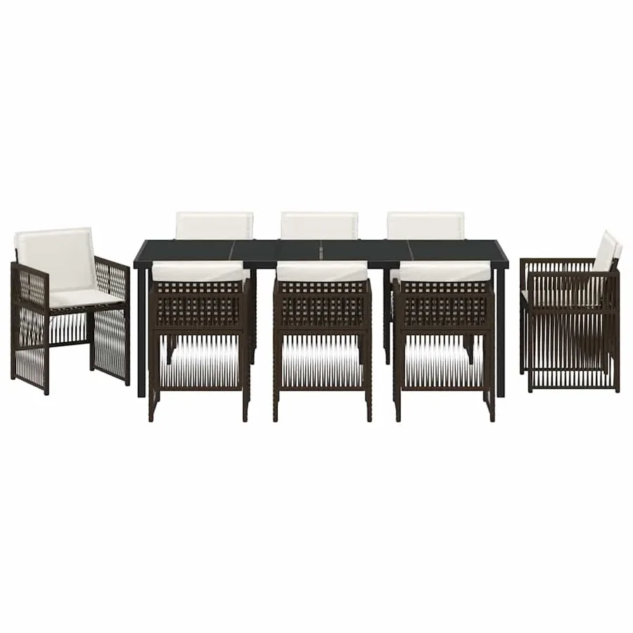 Ensemble de salle à manger pour jardin 9 pcs Marron - 7