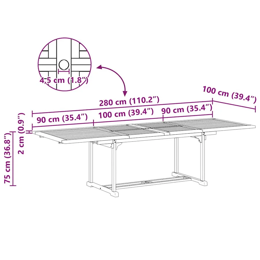 Ensemble de salle à manger pour jardin 9 pcs Marron - 11