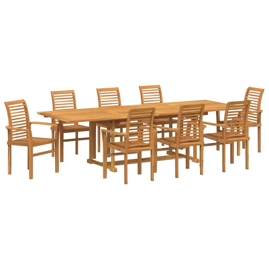 Ensemble de salle à manger pour jardin 9 pcs Marron - 2
