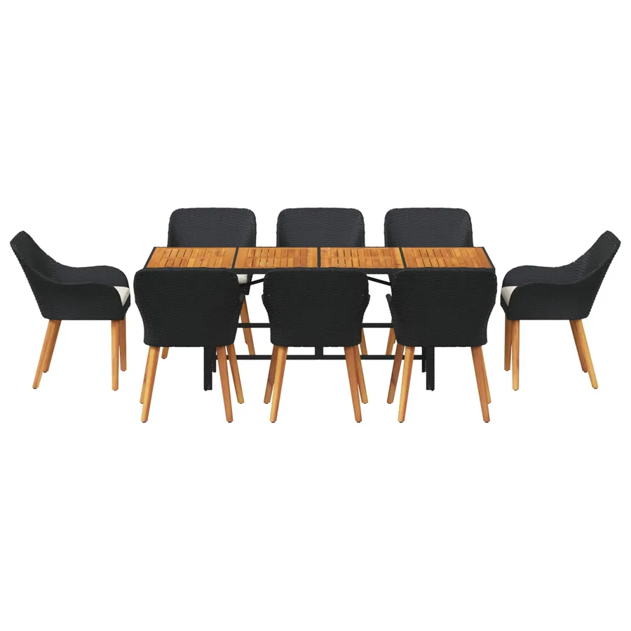 Ensemble de salle à manger pour jardin 9 pcs Noir polyrotin - 7