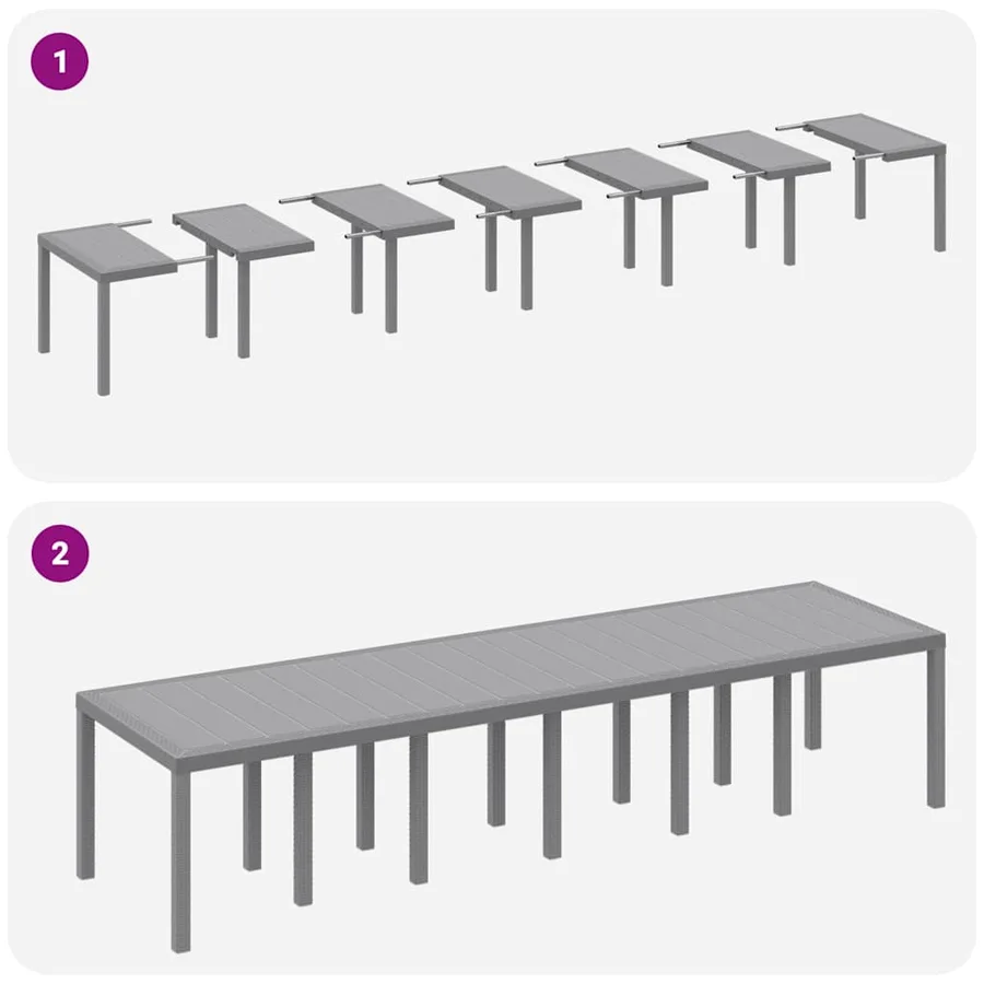 Table de Jardin Gris clair 350 x 100 x 74 cm polyrotin - 10