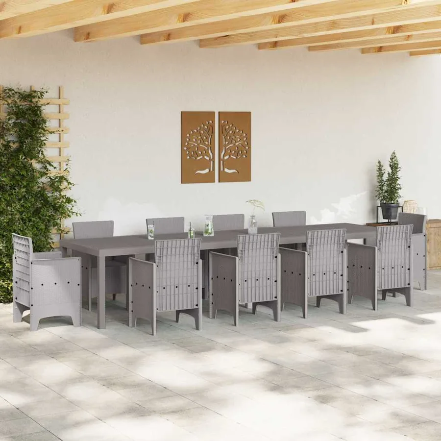 Table de Jardin Gris clair 350 x 100 x 74 cm polyrotin - 3