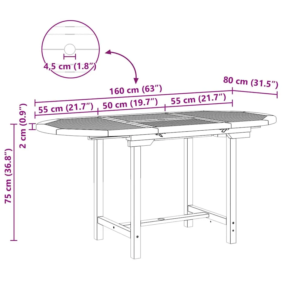 Ensemble de salle à manger pour jardin 5 pcs Marron - 11