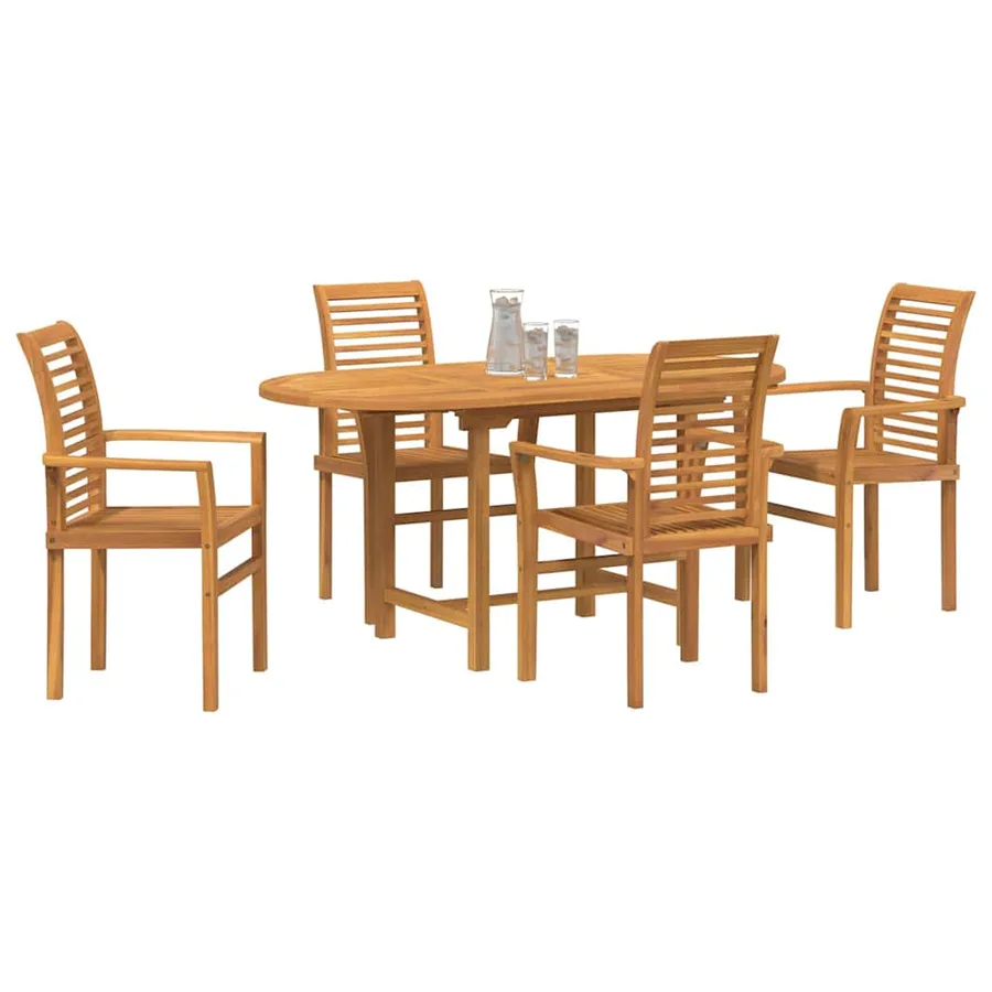 Ensemble de salle à manger pour jardin 5 pcs Marron - 3