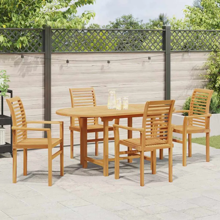 Ensemble de salle à manger pour jardin 5 pcs Marron - 4