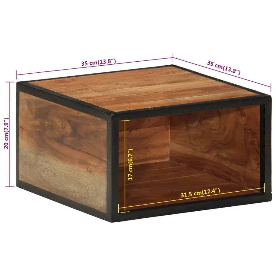 Table de chevet murale 35x35x20 cm bois massif d'acacia - 9
