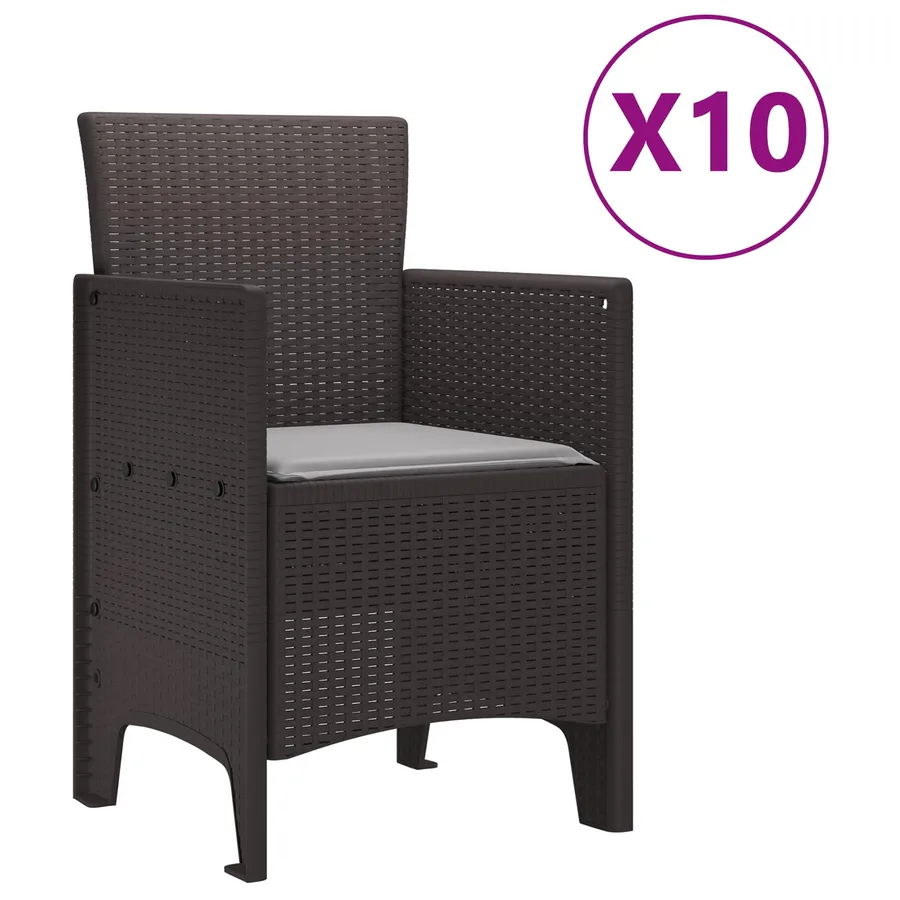 Ensemble de salle à manger pour jardin 11 pcs Marron - 5