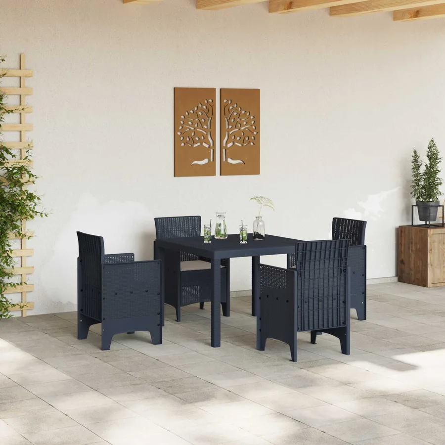 Ensemble de salle à manger pour jardin 5 pcs Anthracite - 3