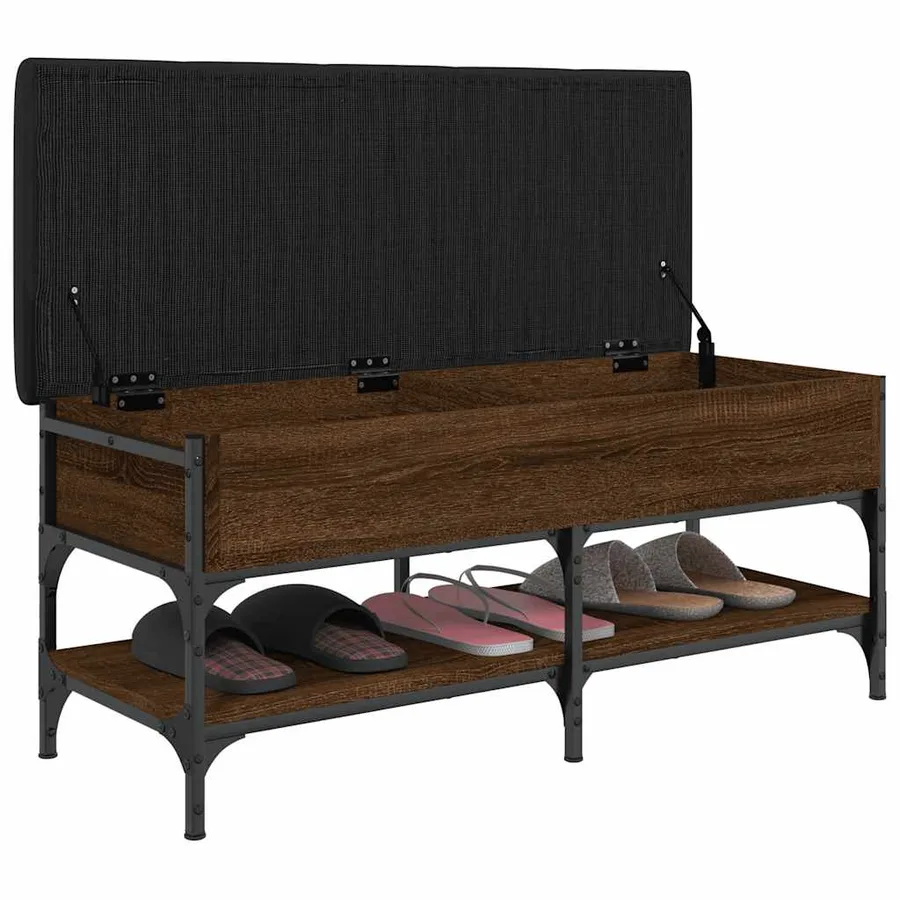 Banc à chaussures chêne marron 102x42x45 cm bois d'ingénierie - 4