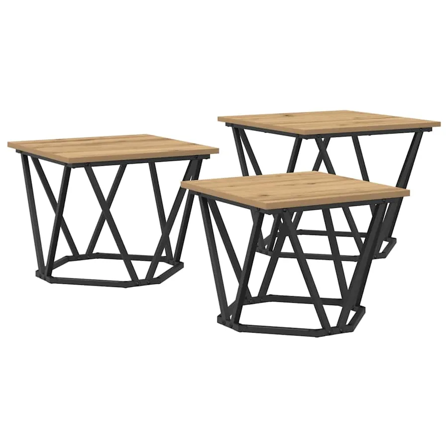 Table basse 3 pcs Chêne artisanal 50 x 50 x 40 cm - 2