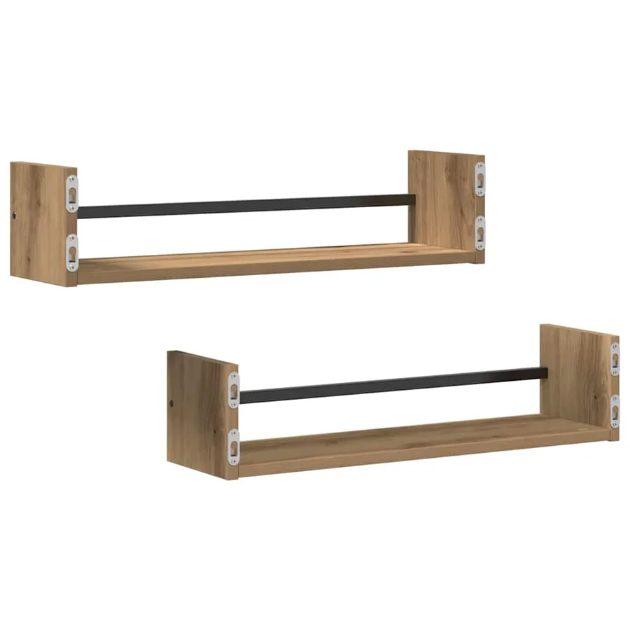 Étagère Murale Montage mural 2 pcs Chêne artisanal - 7