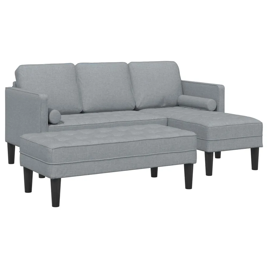Ensemble de Canapés avec coussin 2 pcs Gris clair Polyester - 4