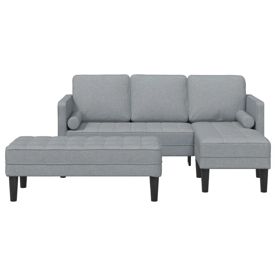 Ensemble de Canapés avec coussin 2 pcs Gris clair Polyester - 5