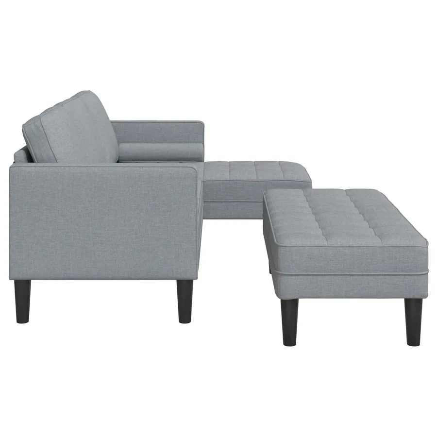 Ensemble de Canapés avec coussin 2 pcs Gris clair Polyester - 9