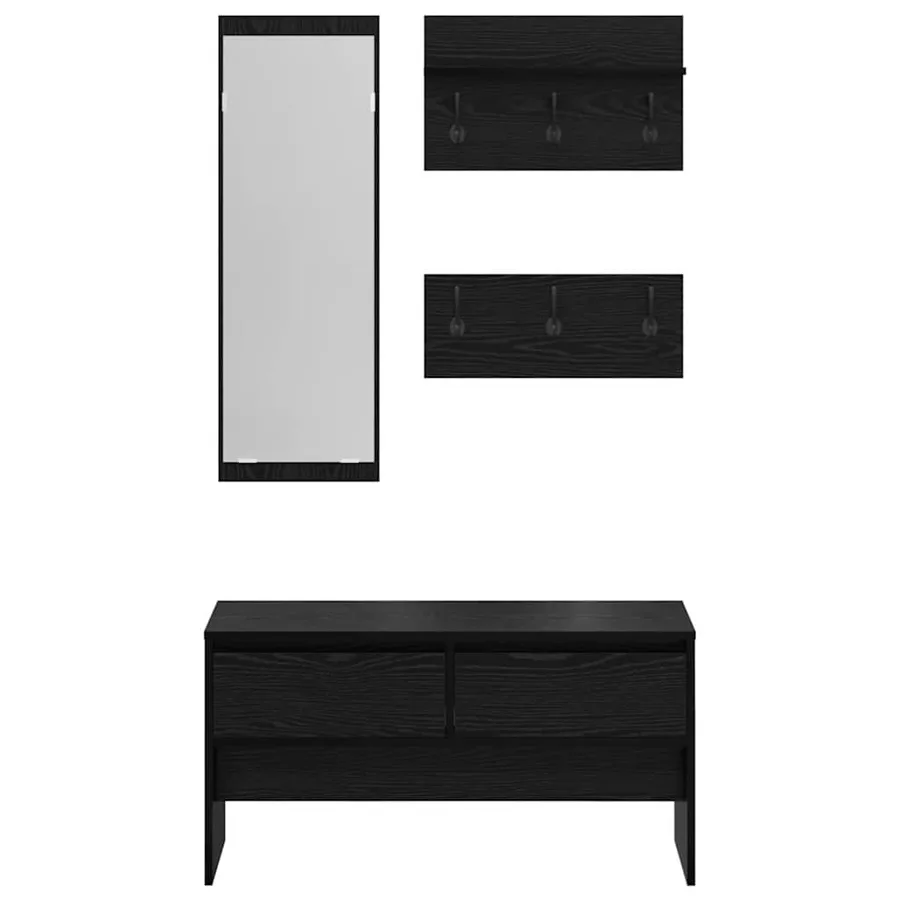 Ensemble de meubles d'entrée 4 pcs Chêne noir Bois d'ingénierie - 8