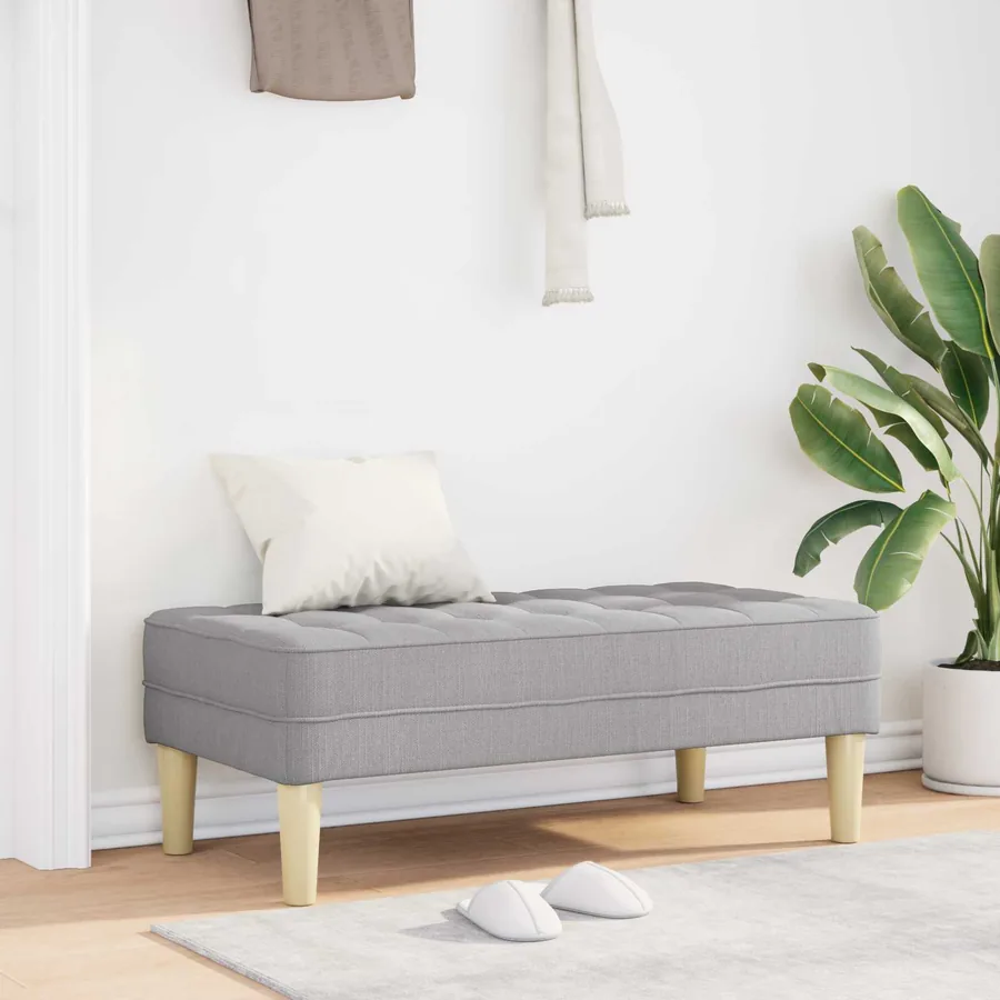banc avec coussin Gris nuage 113 x 57 x 39 cm tissu