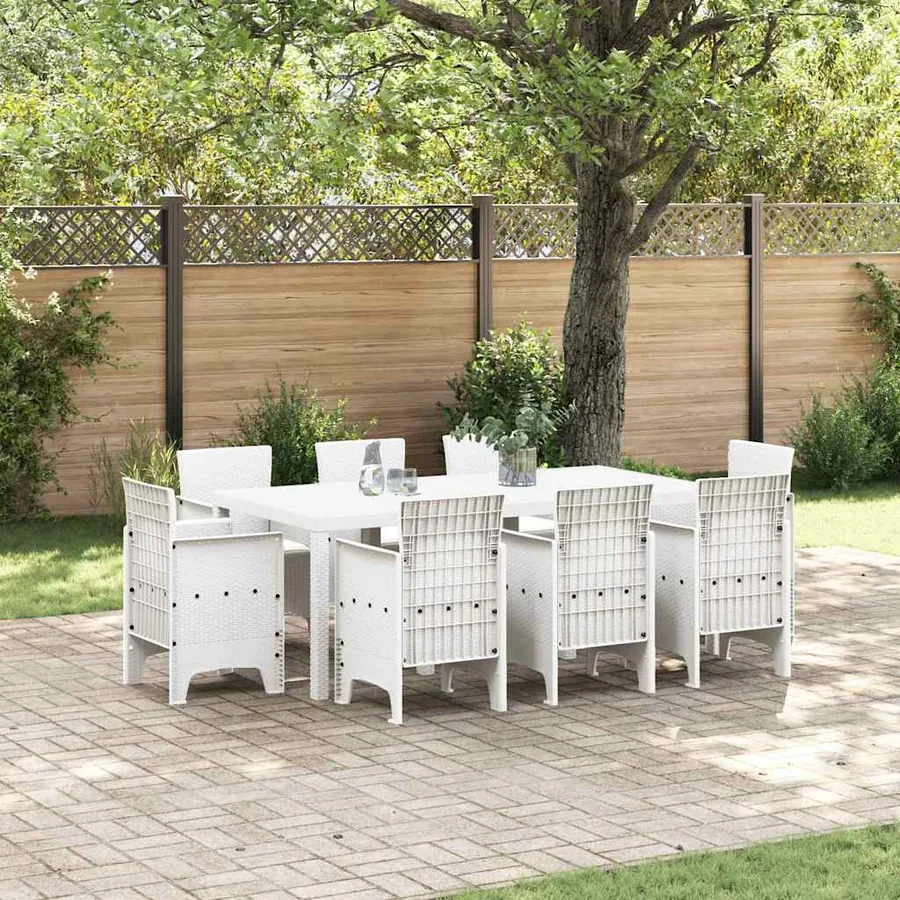 Ensemble de salle à manger pour jardin 9 pcs Blanc