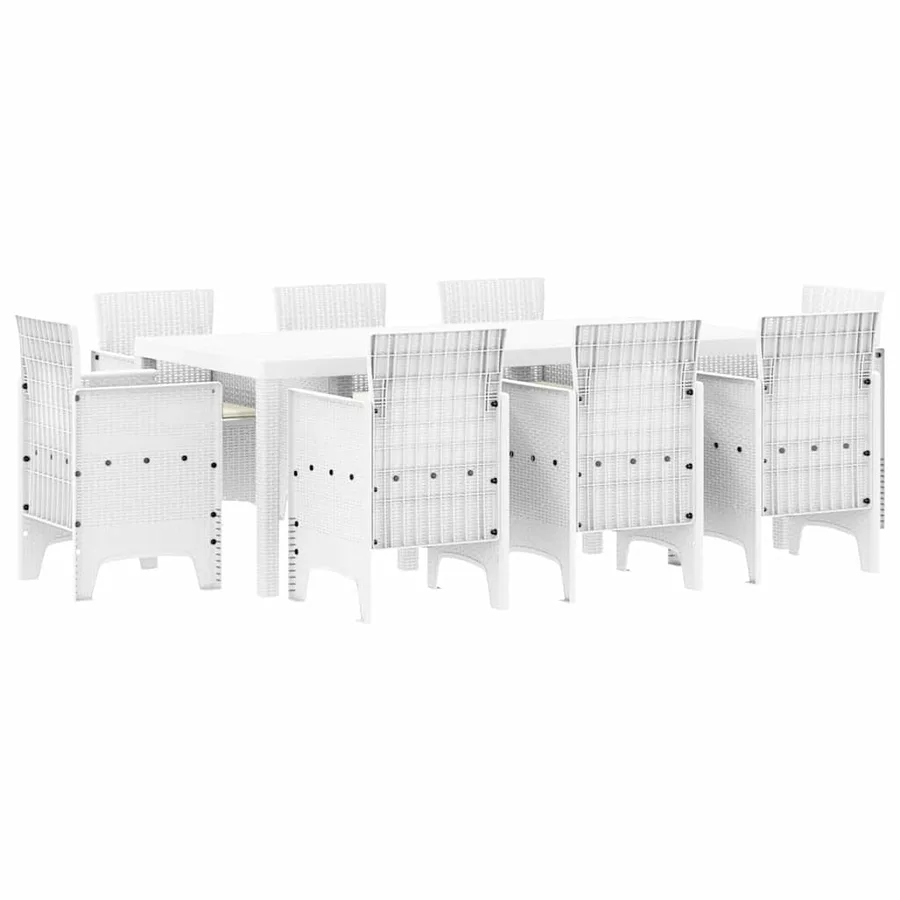 Ensemble de salle à manger pour jardin 9 pcs Blanc - 2