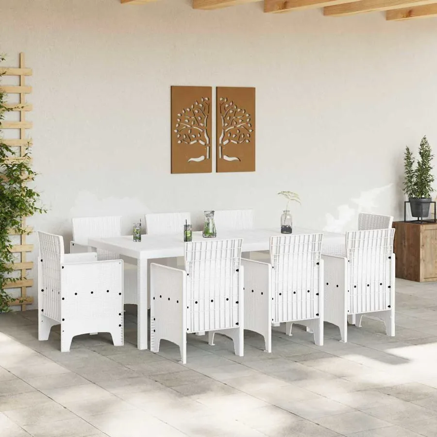 Ensemble de salle à manger pour jardin 9 pcs Blanc - 3