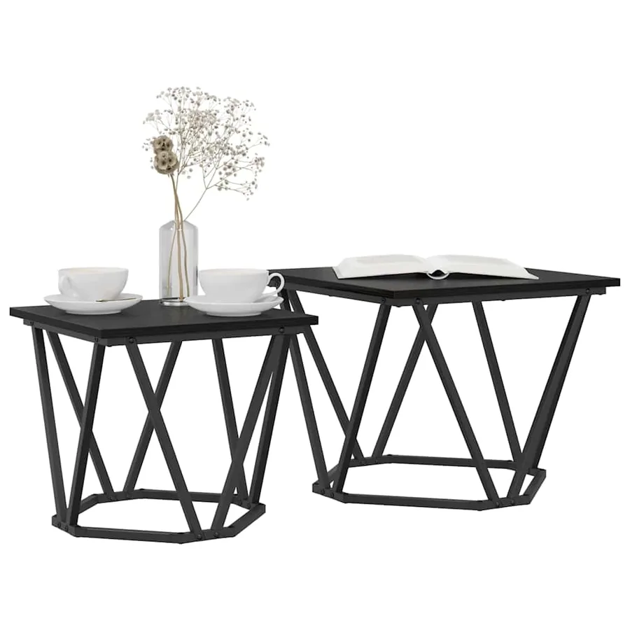 Ensemble de tables d'appoint 2 pcs Chêne noir 50 x 50 x 40 cm - 3