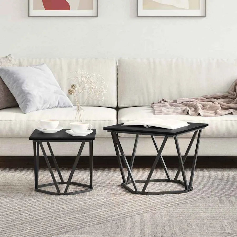 Ensemble de tables d'appoint 2 pcs Chêne noir 50 x 50 x 40 cm - 4