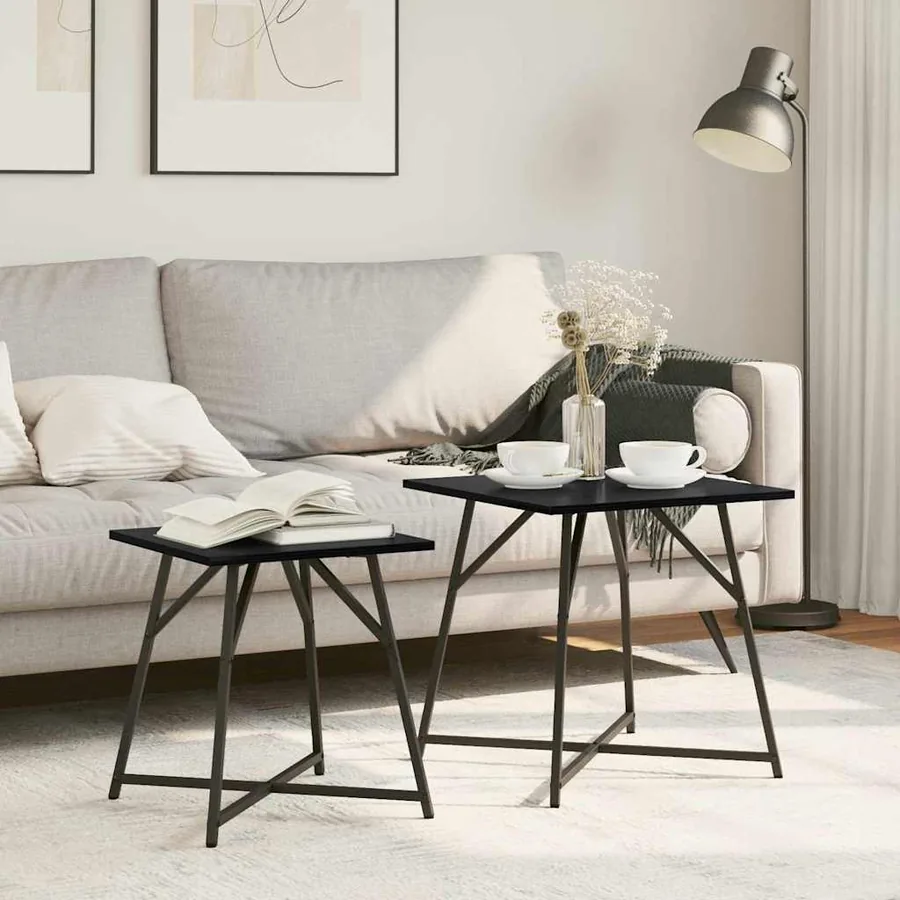 Ensemble de tables d'appoint 2 pcs Chêne noir