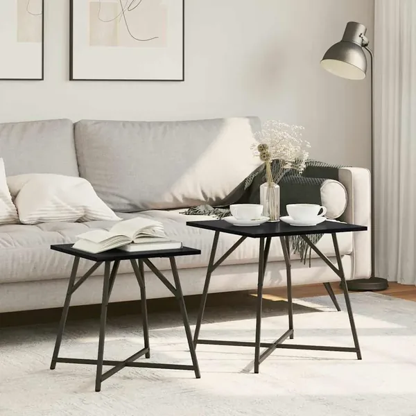 Ensemble de tables d'appoint 2 pcs Chêne noir